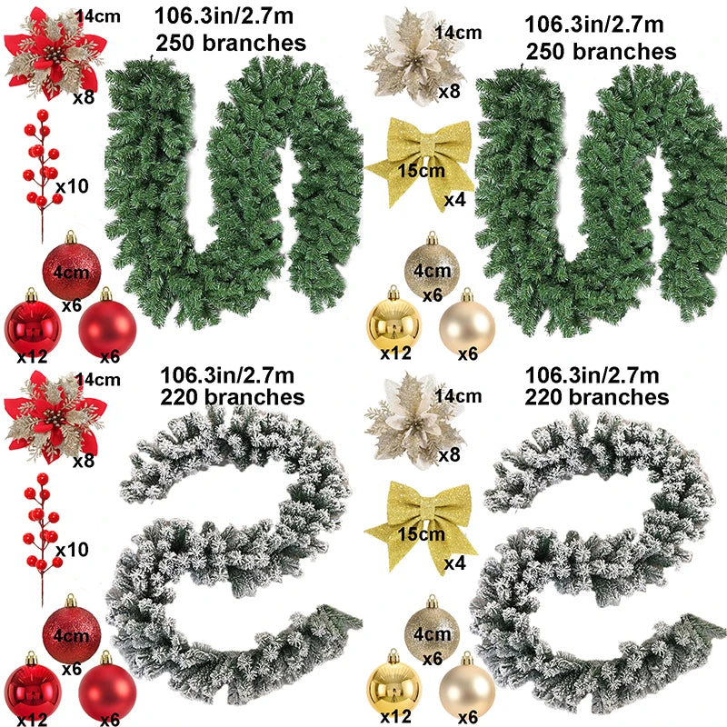 Guirlanda de Natal, guirlanda de Natal festão com laços, guirlanda de porta para paredes