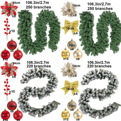 Guirlanda de Natal, guirlanda de Natal festão com laços, guirlanda de porta para paredes