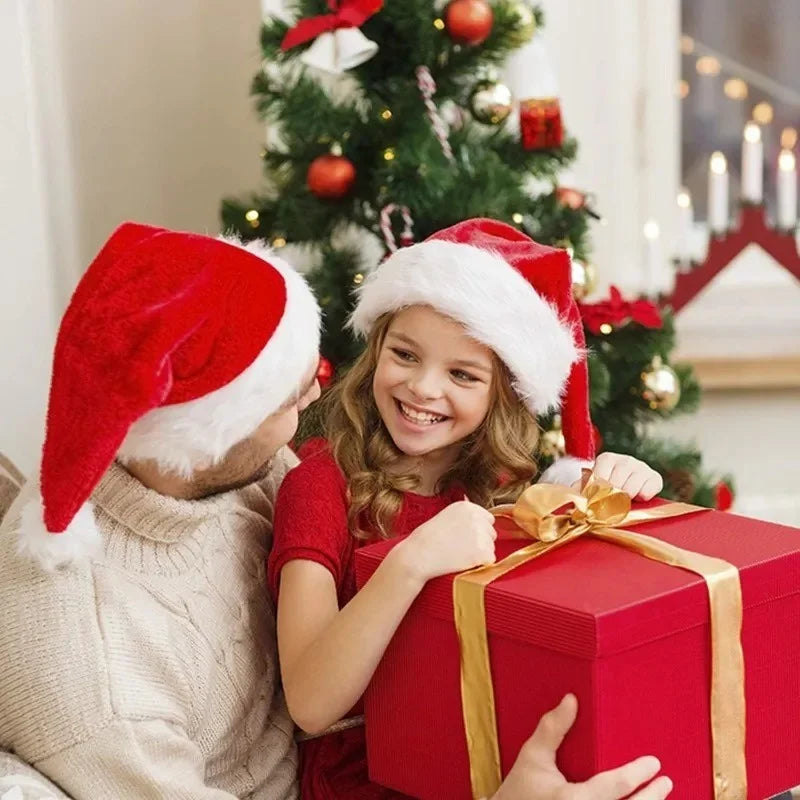 Gorro de Natal Veludo Papai Noel 28x38cm, Touca de Natal Papai Noel Veludo Vermelho e Branco