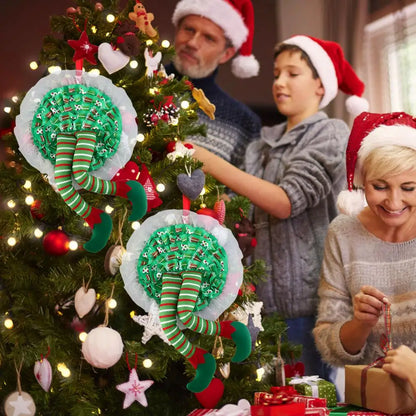 Pernas recheadas de duende Natal,Vermelho Verde Listrado Pelúcia Elf Pernas Natal