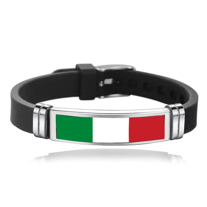 Pulseira de Copa do Mundo (Brasil) Pulseira masculina  bandeira do Brasil mola Preto 23 cm