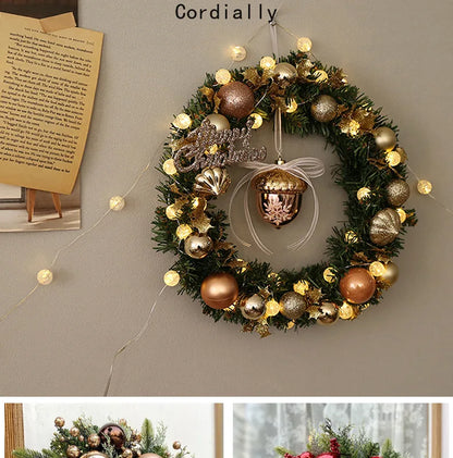 Guirlanda de outono de 50CM, elegante guirlanda de Natal champanhe dourado vermelho