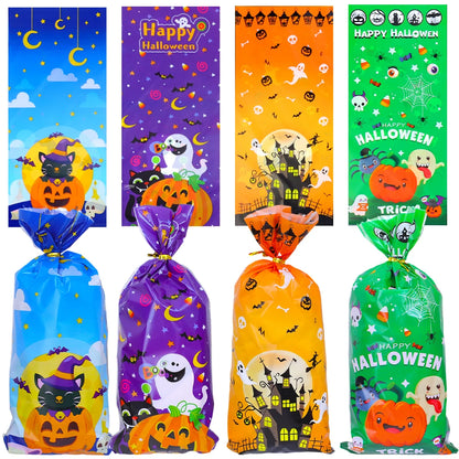 Sacos de celofane de Halloween, 50 unidades de sacos de doces de Halloween 50 peças