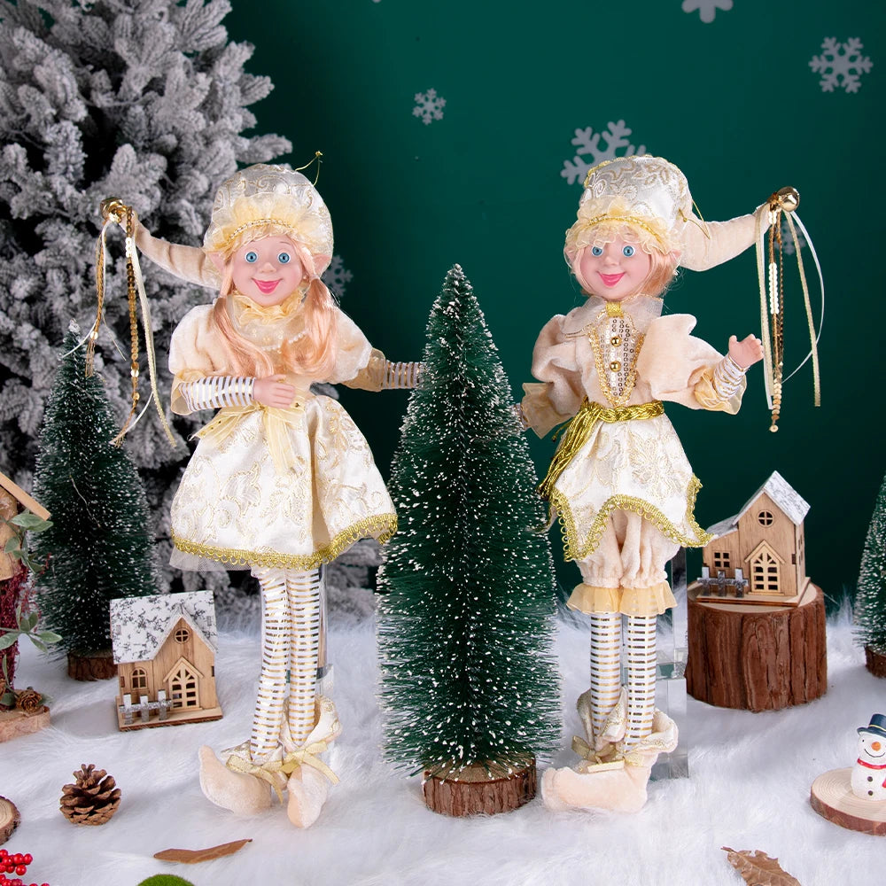 Conjunto de 2 elfos de Natal de 66 cm, adorável elfos vermelhos e verdes para pendurar
