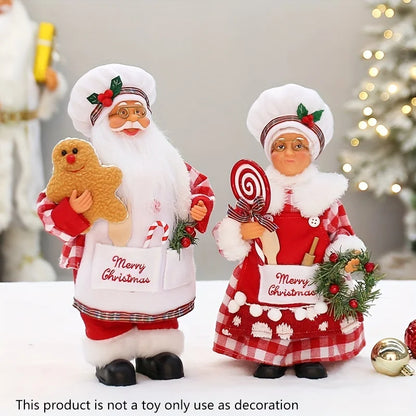 Boneco Chef de Natal, Figura do Papai Noel, Decoração de Natal, Estátua de Cozinheiro