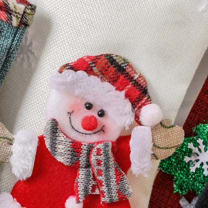 Meia de Natal Decorativa com Rena Papai Noel 30cm Rústica, Meia de Natal para Pendurar