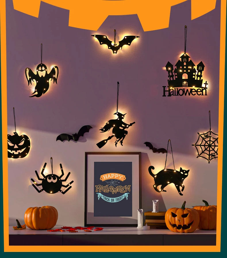 Morcego Halloween - Luz da janela do castelo para decoração Halloween - Decoração festa