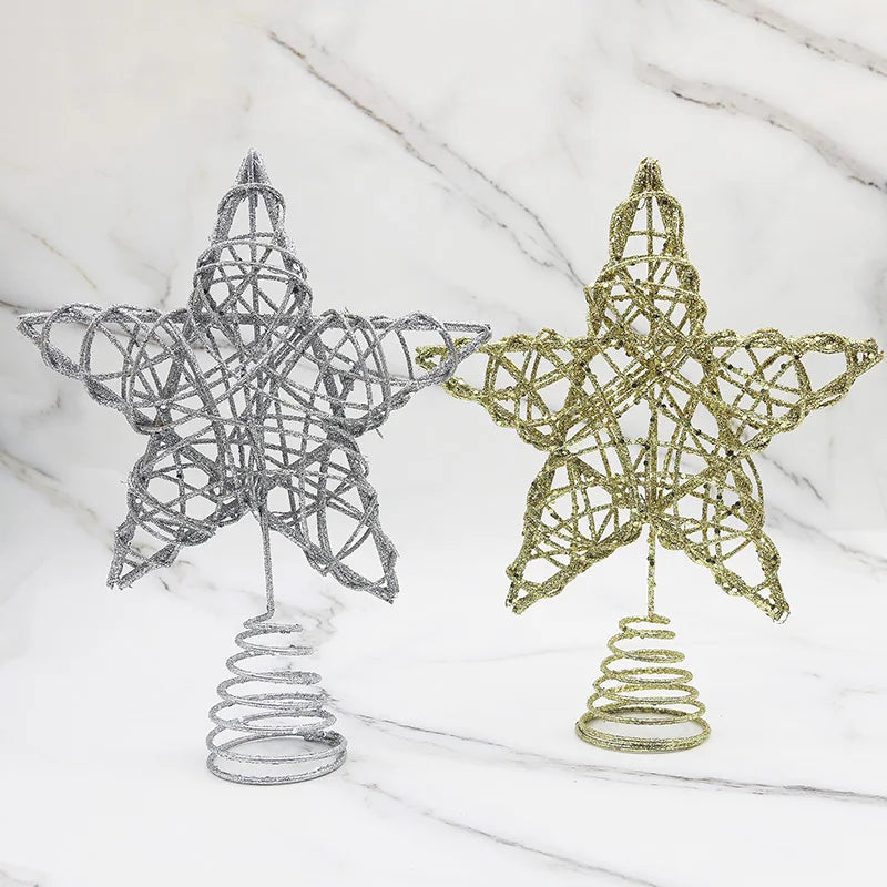 Ponteira Para Árvore De Natal Estrela Rose Com Glitter