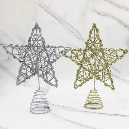 Ponteira Para Árvore De Natal Estrela Rose Com Glitter