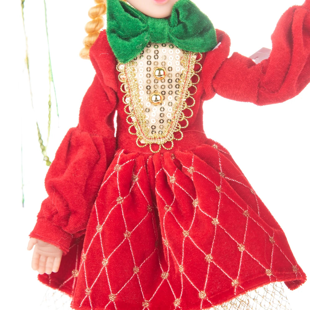 Elfo Decorativo para Shopping, Elfo Estatueta Pelúcia Artesanal Natal Vermelho, Verde, Rosa e Vinho