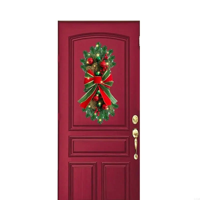 Guirlandas de Natal para corrimão de escada para porta da frente, guirlanda de LED