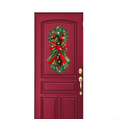 Guirlandas de Natal para corrimão de escada para porta da frente, guirlanda de LED