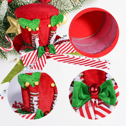 Ponteira Natal Premium Ponteira Decorativa Árvore de Natal, Enfeite Árvore Natalina Chapéu Vermelho Bengalas
