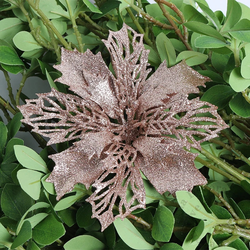 Flores pingente glitter natal 10 Peças natal de simulação de plástico decorativa de flores