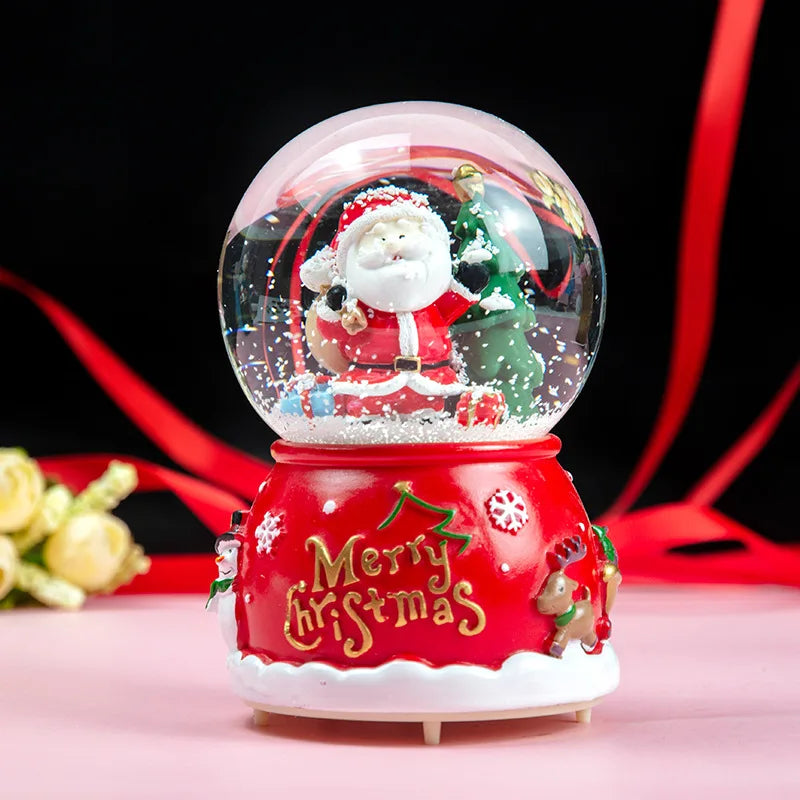 Globo de Neve de Natal, Bola de Cristal Iluminada, Enfeites de Bola de Vidro, Decorações