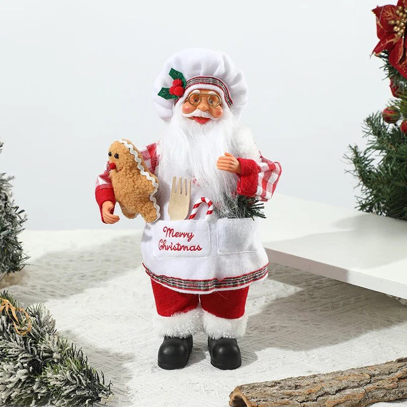 Boneco Papai Noel Cozinheira Estatueta de Chef de Natal, estilo Mamãe Noel, presente
