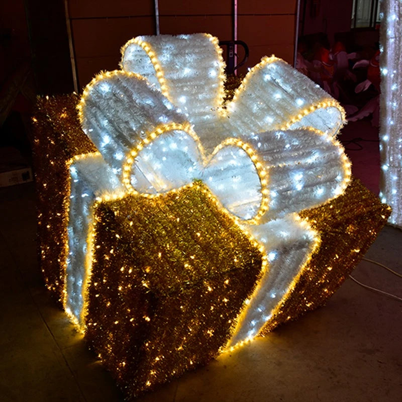 Decoração de Natal ao ar livre LED 3D Caixas de presente iluminadas Presentes