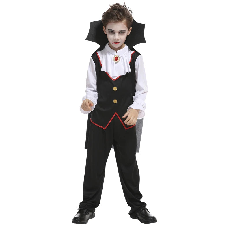 Fantasia Infantil Vampiro Drácula Criança Halloween Vestido Roupa