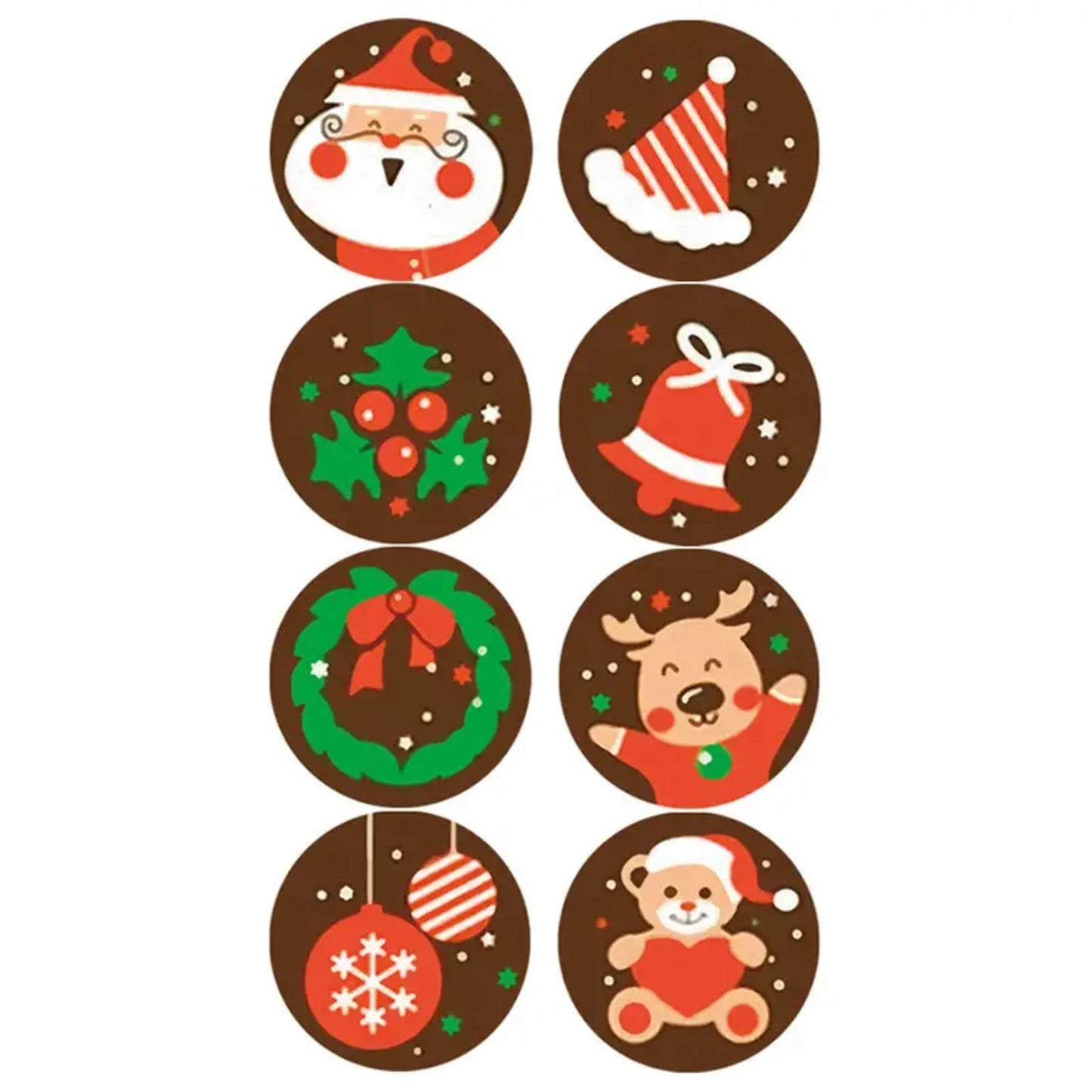 500 peças de envelopes adesivos de Natal, adesivos redondos de 2,5 m, 4 estilos