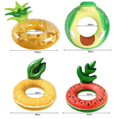 Kit 1 Boias Inflável de Frutas para Praia ou Piscina, 1 Laranja e 1 abacaxi, 120 cm