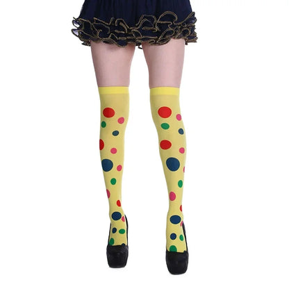 Meia calça infantil algodão bolinhas coloridas inverno e Meias altas até o joelho bolinhas