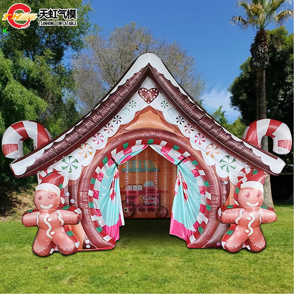 Casa inflável de Natal 3D inflável Natal ao ar livre LED 3D Arco Natal Inflável Grande Enfeite
