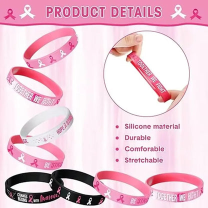 Pulseira de gel outubro rosa Pulseiras de conscientização do câncer mama pulseira silicone