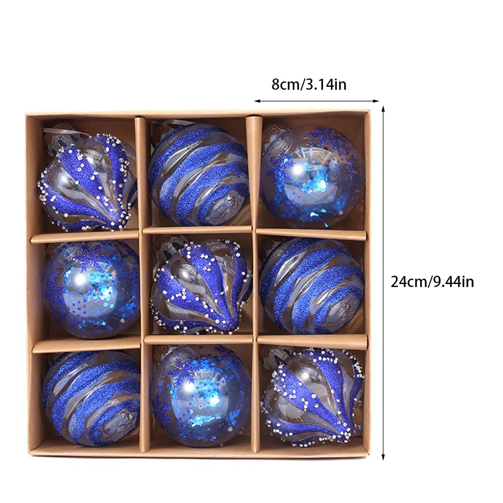 Bola de Natal Colgante de Plástico com Forma de Bolas 9 Peças Enfeites de Bola de Natal