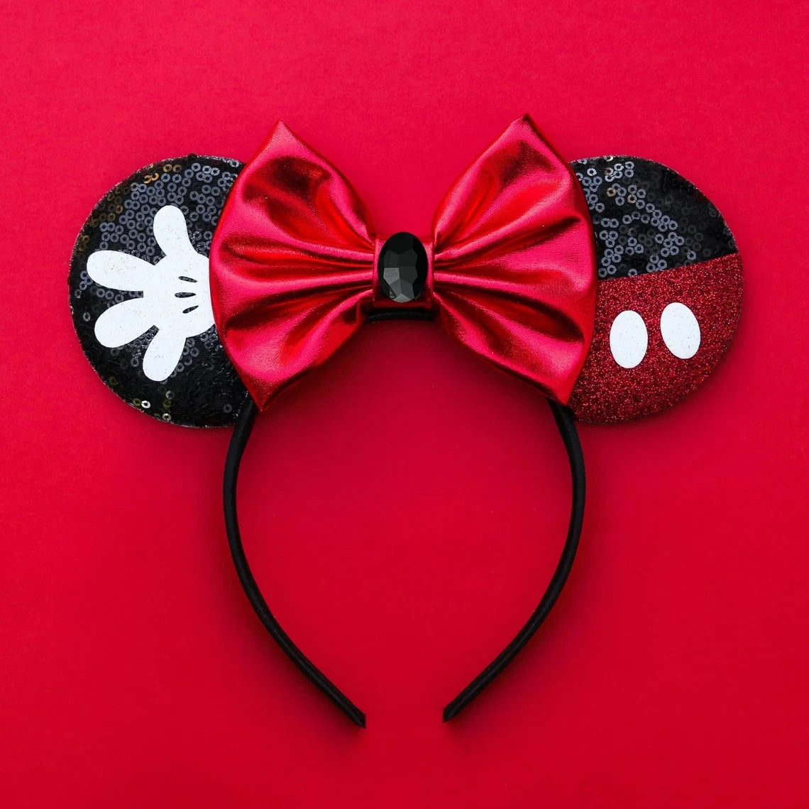 Tiaras Acessórios Disney orelha de rato com laço brilhante, Lantejoula de dupla celebração