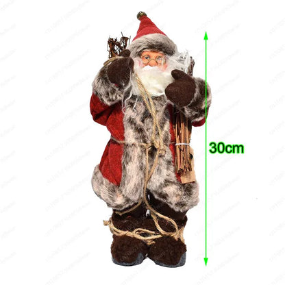 Boneco Papai Noel Figura de Papai Noel Bonita em Pé, Colecionável, Boneca de Papai Noel para Mesa de Escritório, Lantejoulas Prateadas