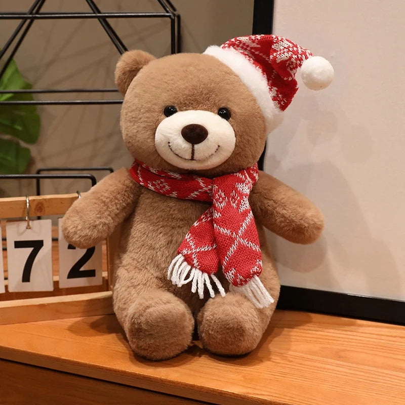 Urso de Pelúcia de Natal em Xadrez Tartan, Grande Urso Marrom