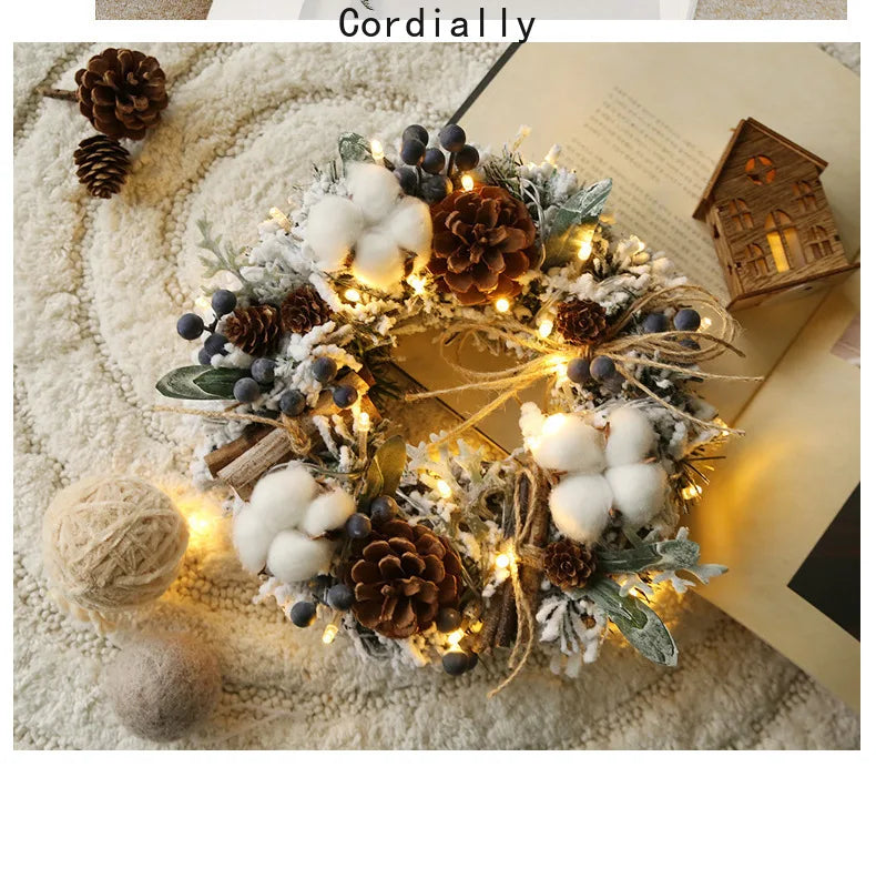 Guirlanda de outono de 50CM, elegante guirlanda de Natal champanhe dourado vermelho