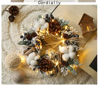 Guirlanda de outono de 50CM, elegante guirlanda de Natal champanhe dourado vermelho