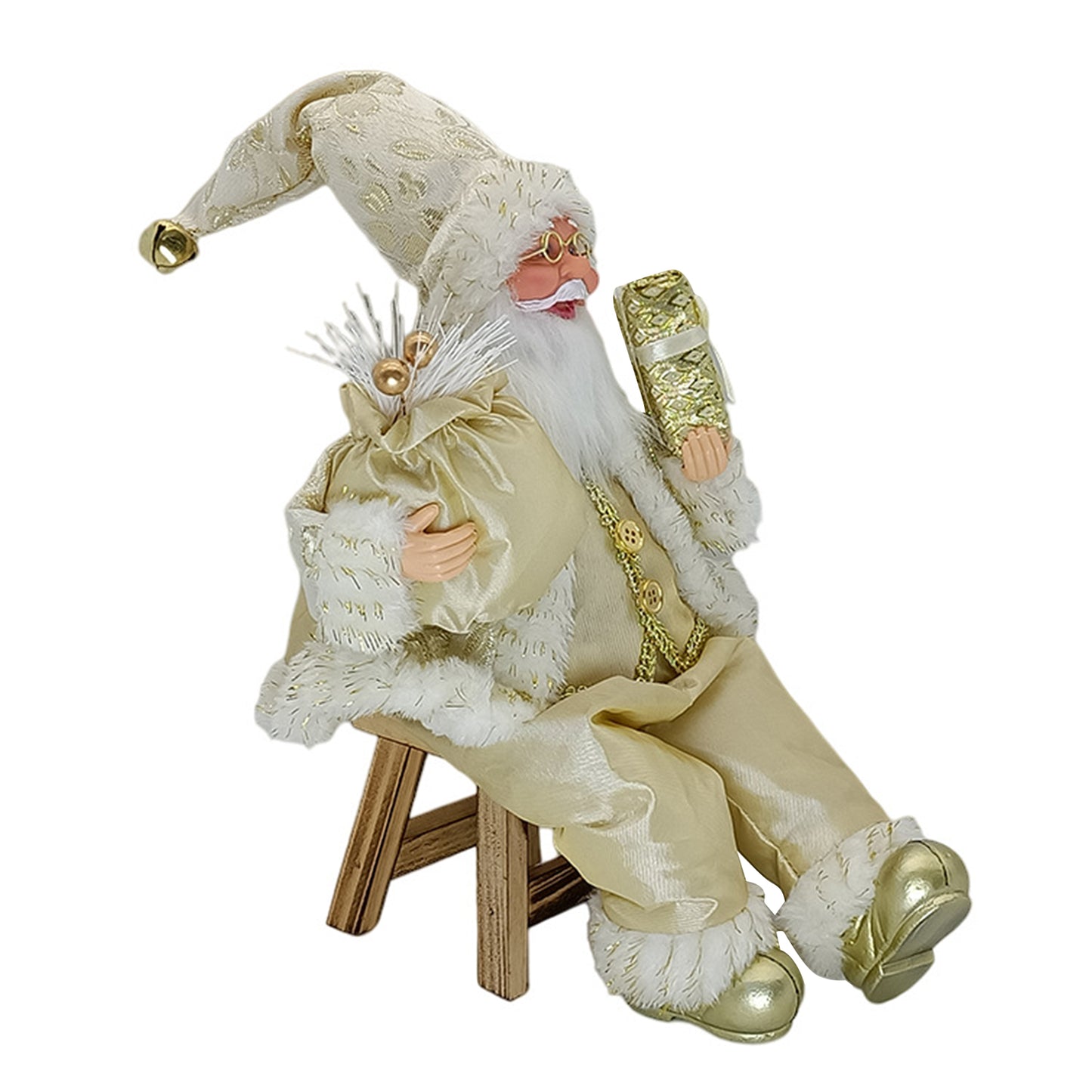 Boneco Papai Noel Casaco 30cm Enfeite Natalino Luxo Decoração Premium