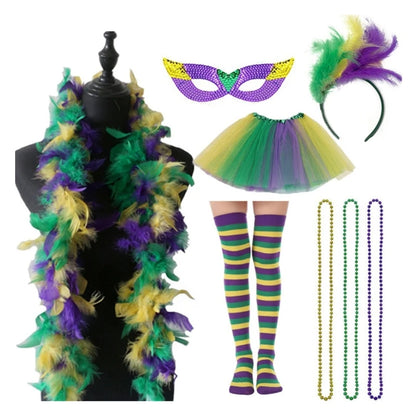 Kit Carnaval Conjunto de 8 peças de acessórios para fantasia de carnaval, saia tutu, meia