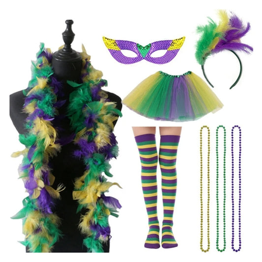 Kit Carnaval Conjunto de 8 peças de acessórios para fantasia de carnaval, saia tutu, meia