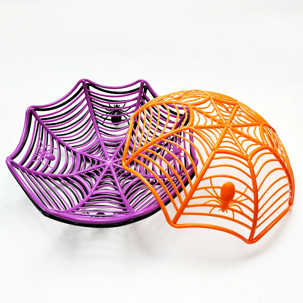 Centro de mesa Cesta Design Teia Halloween para tigela de doces, quarto festivo, roxo