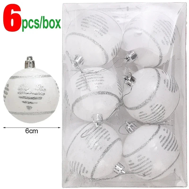 Bola Árvore de Natal Colorida Pintura 24 Peças de Enfeites de Bola de Natal, 6 cm Enfeites