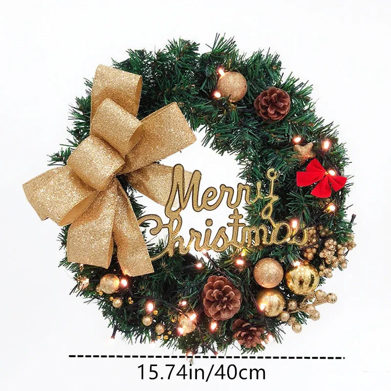 Guirlanda de Natal, guirlanda de Natal festão com laços, guirlanda de porta para paredes