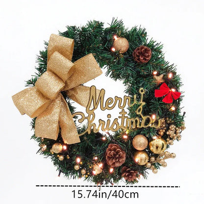 Guirlanda de Natal, guirlanda de Natal festão com laços, guirlanda de porta para paredes