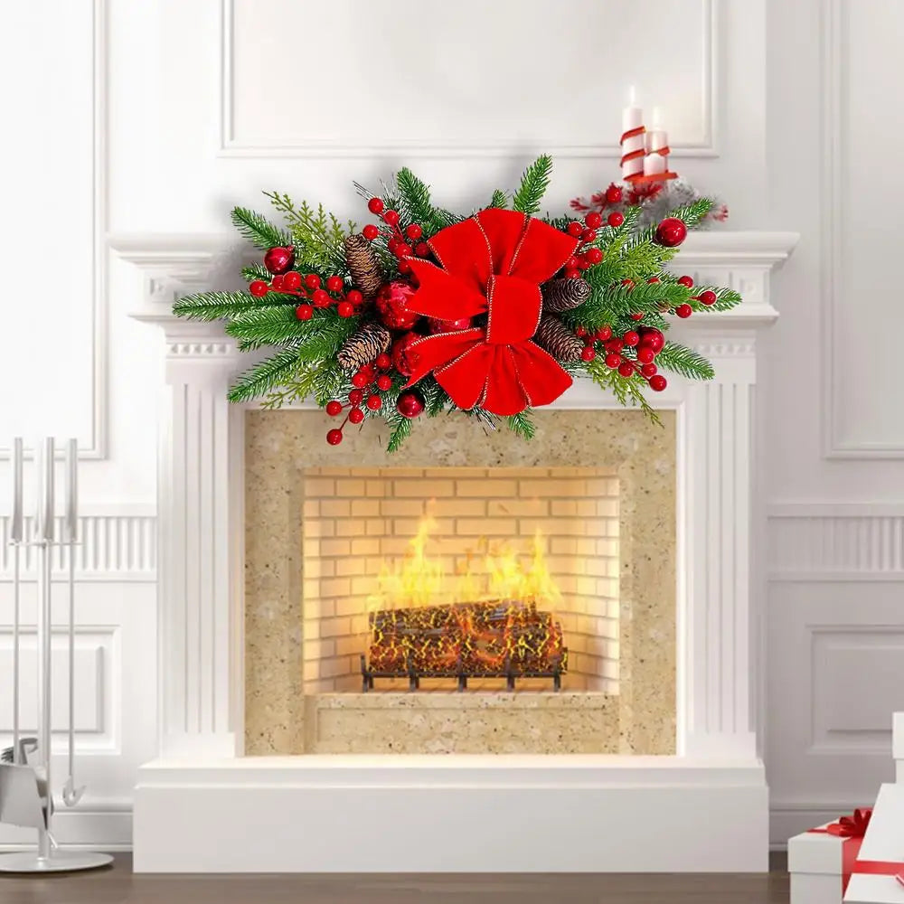 Guirlanda artificial Decoração de Natal Guirlanda Escada Guirlanda Laço Vermelho Pinho