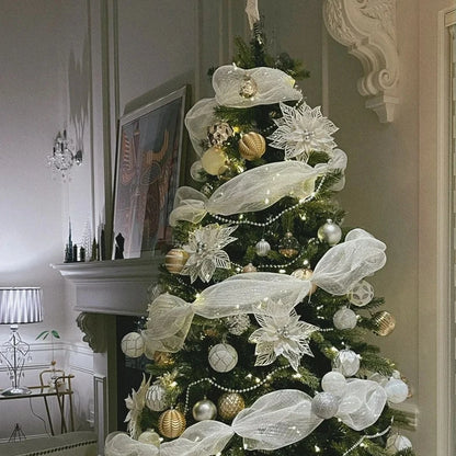 Fita de Malha de Natal Rolo de Tule com Glitter para Árvore e Guirlanda