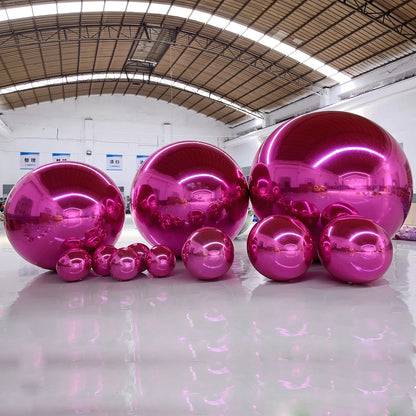 Bola espelhada inflável dourada, bolas brilhantes grandes esferas refletivas reutilizáveis