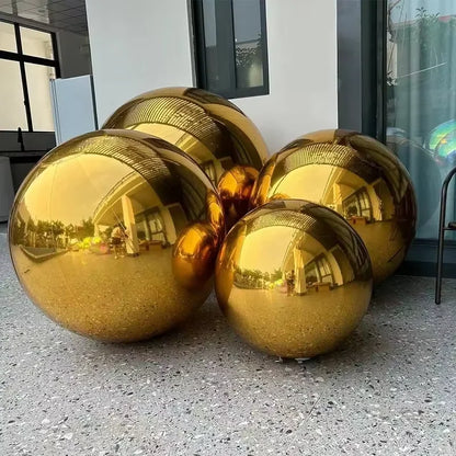 Grande bola de espelho inflável dourada, Bola espelhada de globo de aço inoxidável, adição