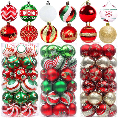 Bola Árvore de Natal Colorida Pintura 24 Peças de Enfeites de Bola de Natal, 6 cm Enfeites