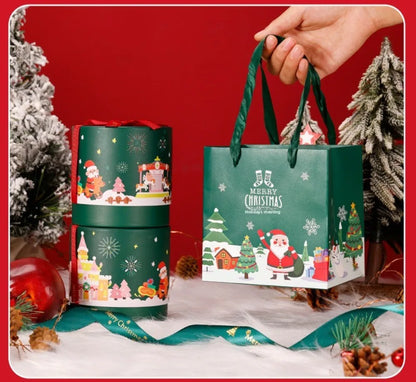 Caixa de Presente Cilíndrica de Doces de Natal, Embalagem Sobremesa Mousse Qualidade
