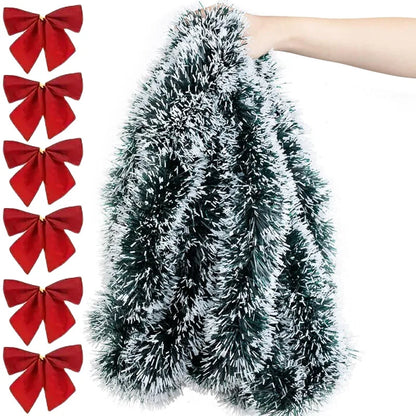 Guirlanda de Natal de 10 metros em 5 peças, guirlanda verde para árvore de Natal, guirlanda