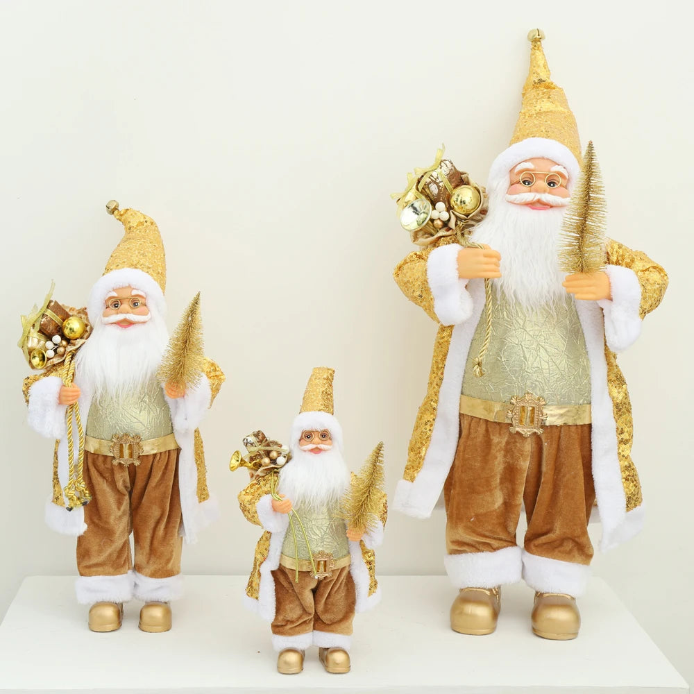 Boneco de Papai Noel em pé, enfeite de Natal para festa de Natal, lareira e férias 40cm