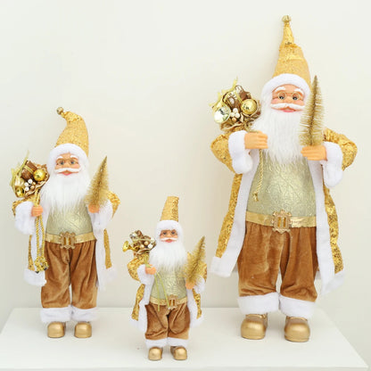 Boneco de Papai Noel em pé, enfeite de Natal para festa de Natal, lareira e férias 40cm