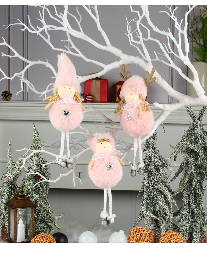 Pingente Anjo Natal Decoração de menina anjo de natal | Pingente de boneca anjo pelúcia
